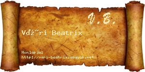 Vári Beatrix névjegykártya